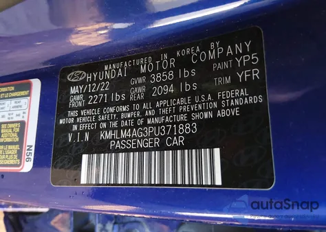 2023 Hyundai Elantra Sel from USA, damaged, VIN KMHLM4AG3PU371883